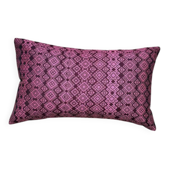 Burgundy and pink Kachin cushion cover (RIDA)