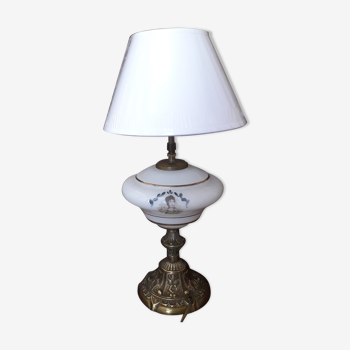 Porcelain and copper chevvet lamp