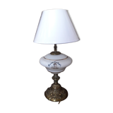 Porcelain and copper chevvet lamp