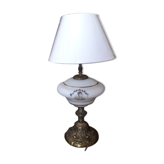 Porcelain and copper chevvet lamp