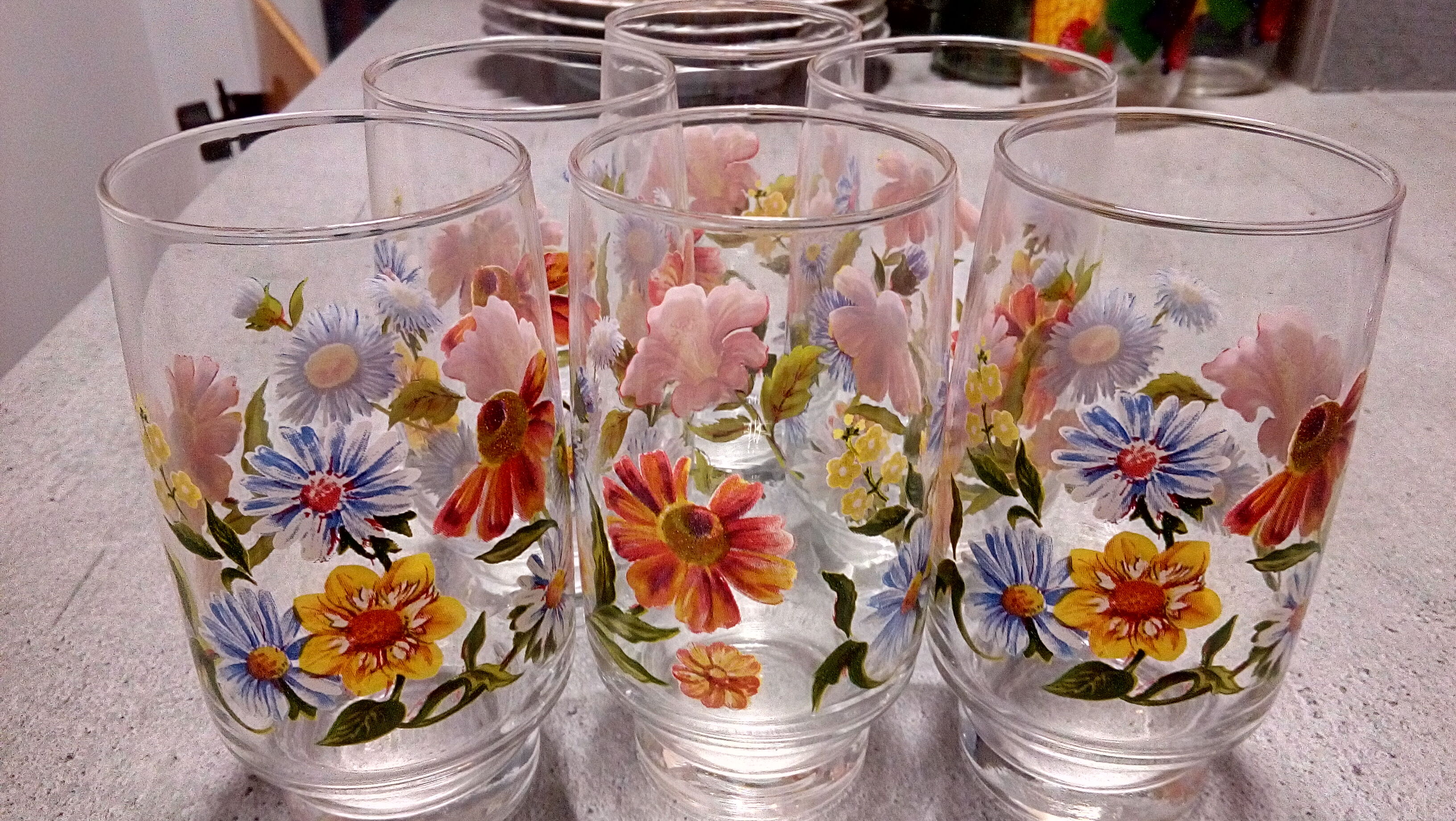 Set of 6 orangeade flower glasses