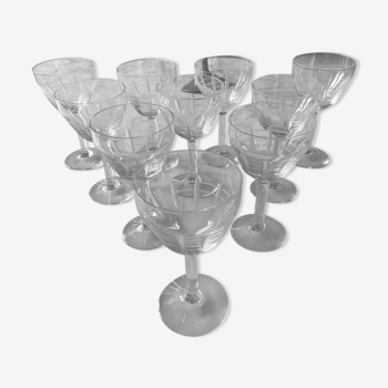 Set of 10 Deco art wine glasses
