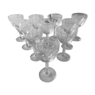 Set of 10 Deco art wine glasses