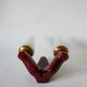 Double globe wall lamp in glass and burgundy ceramic support Art Deco 1930