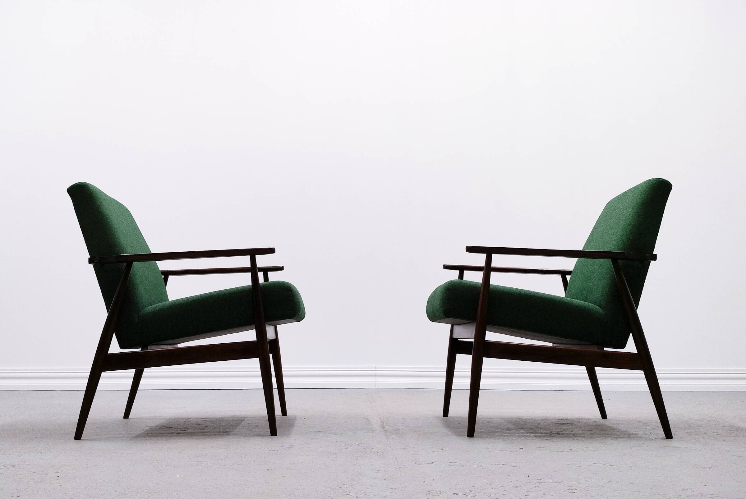 1960 Henryk Lis Mid Century Armchair in Green Tweed
