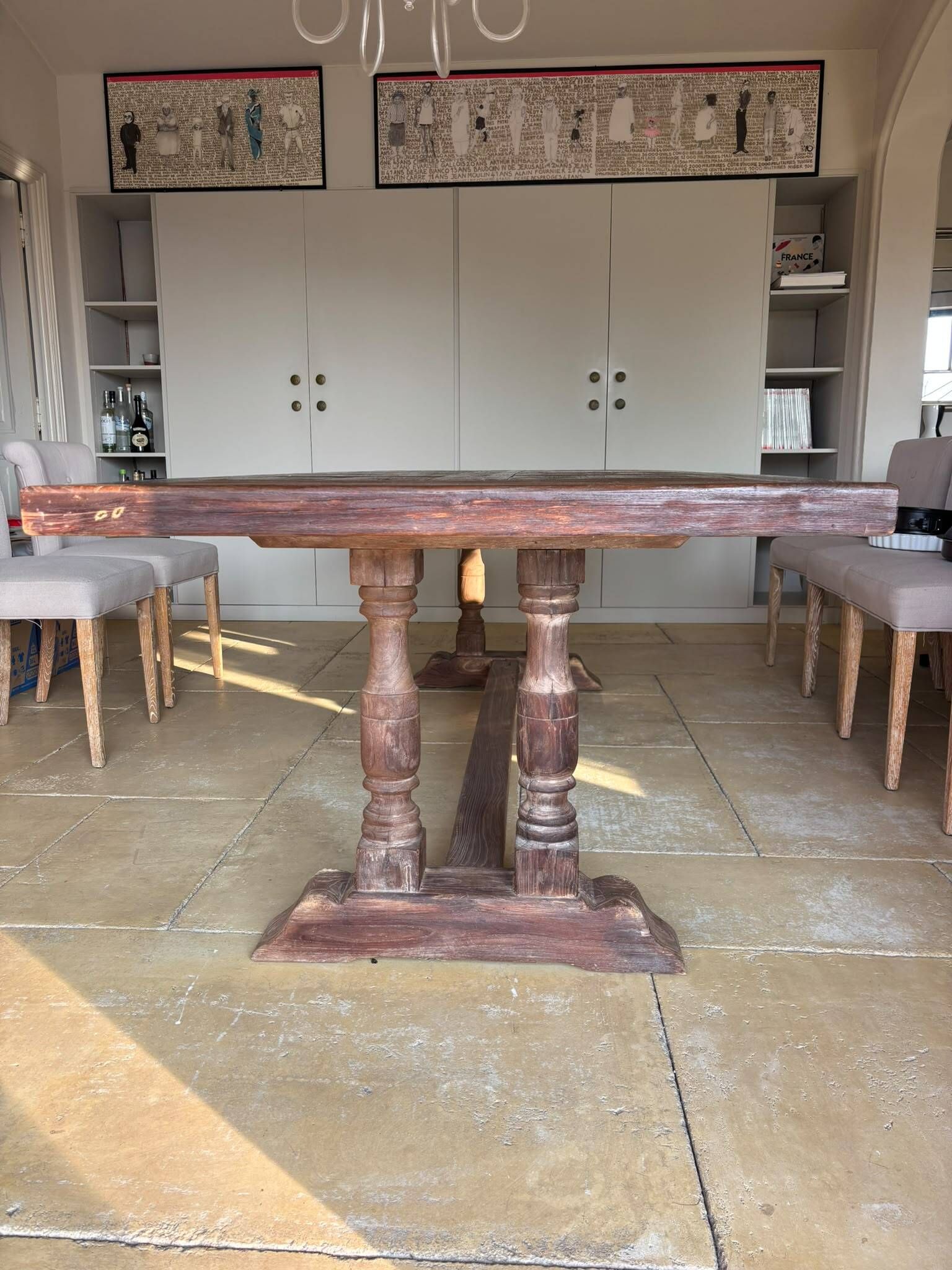 Large solid wood dining table