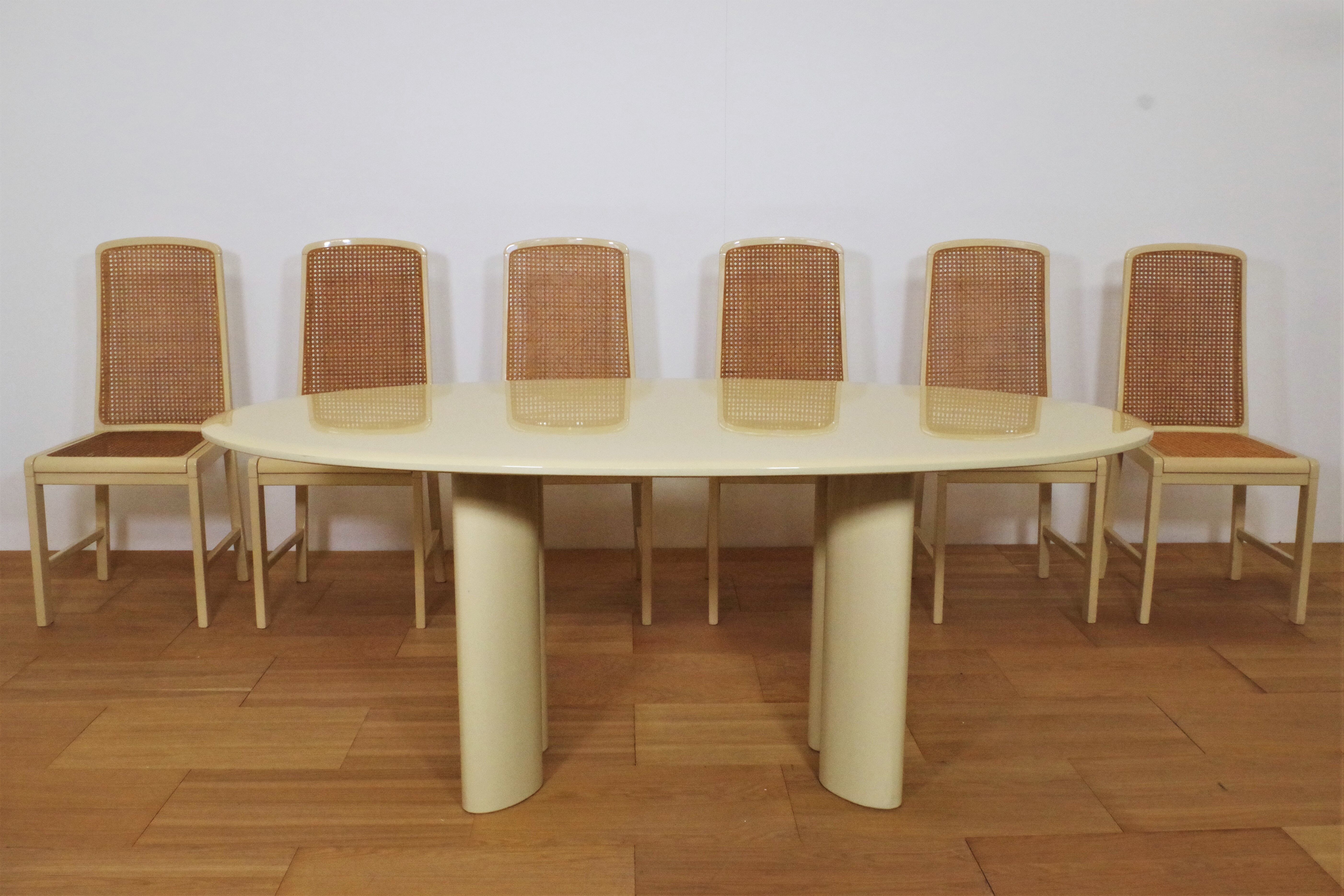 Table and 6 chairs by Mario Sabot from the 70s