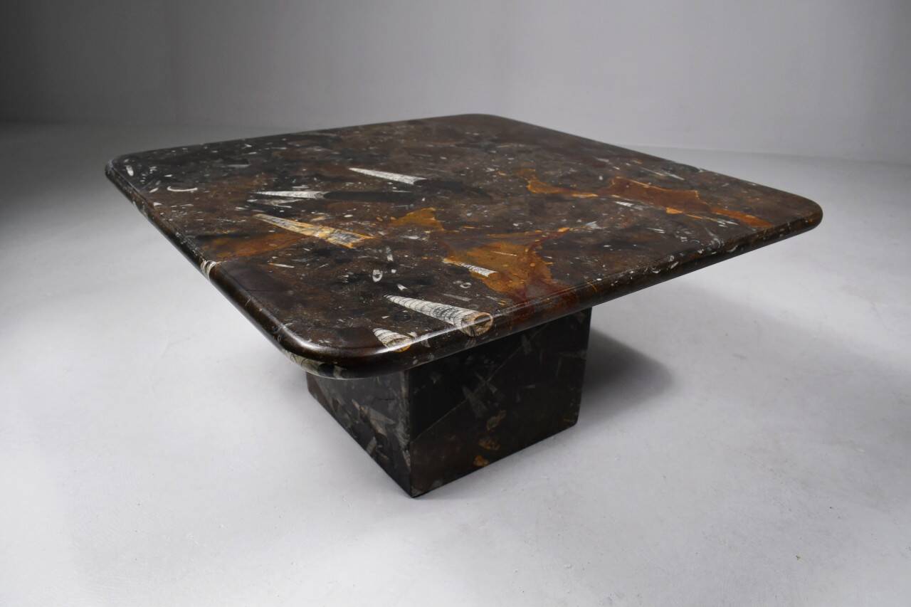 Petite table basse vintage fossilisée, années 1970