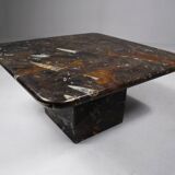 Petite table basse vintage fossilisée, années 1970