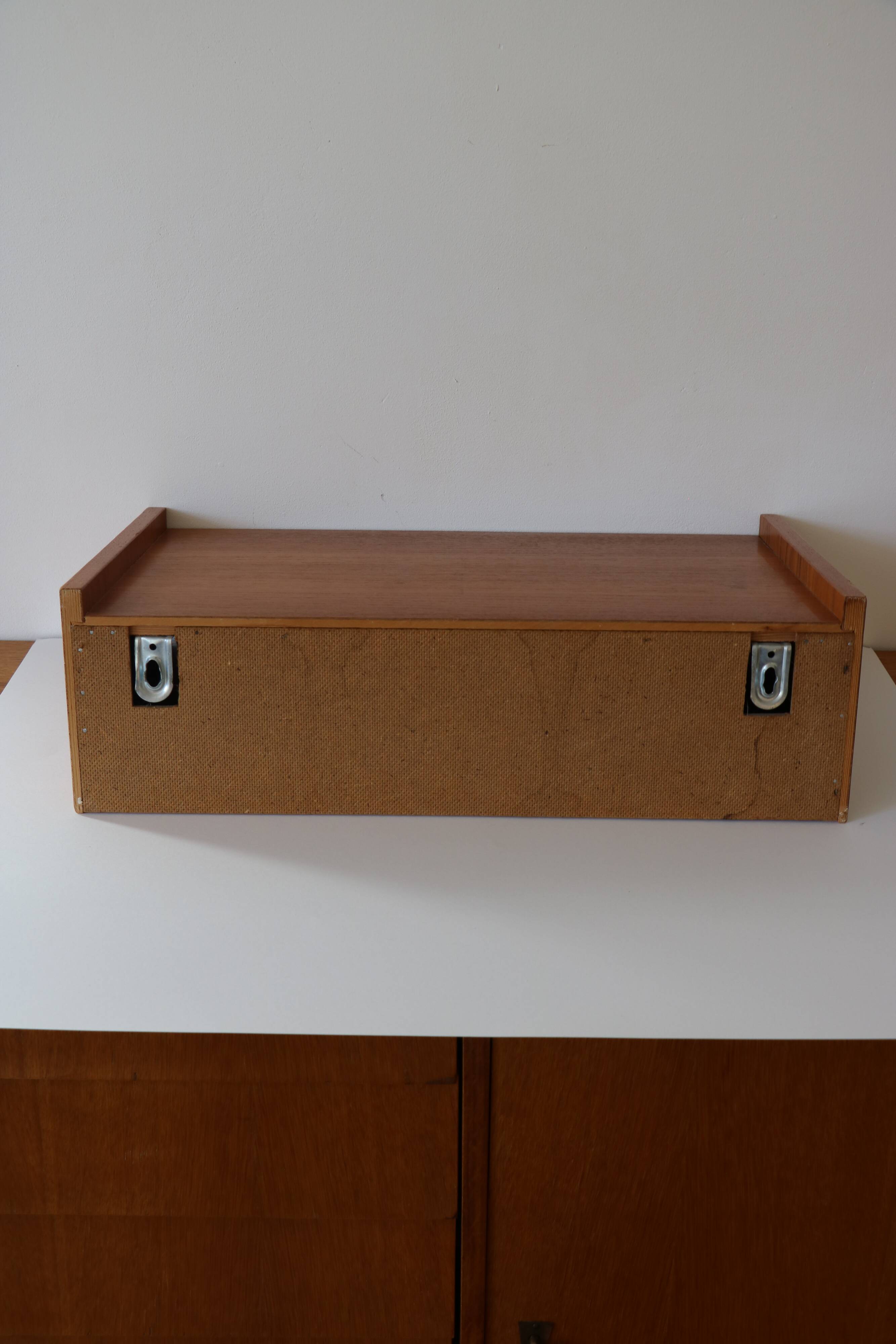 Wall shelf, Scandinavian teak wall bedside table, 1960