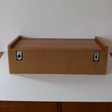 Wall shelf, Scandinavian teak wall bedside table, 1960