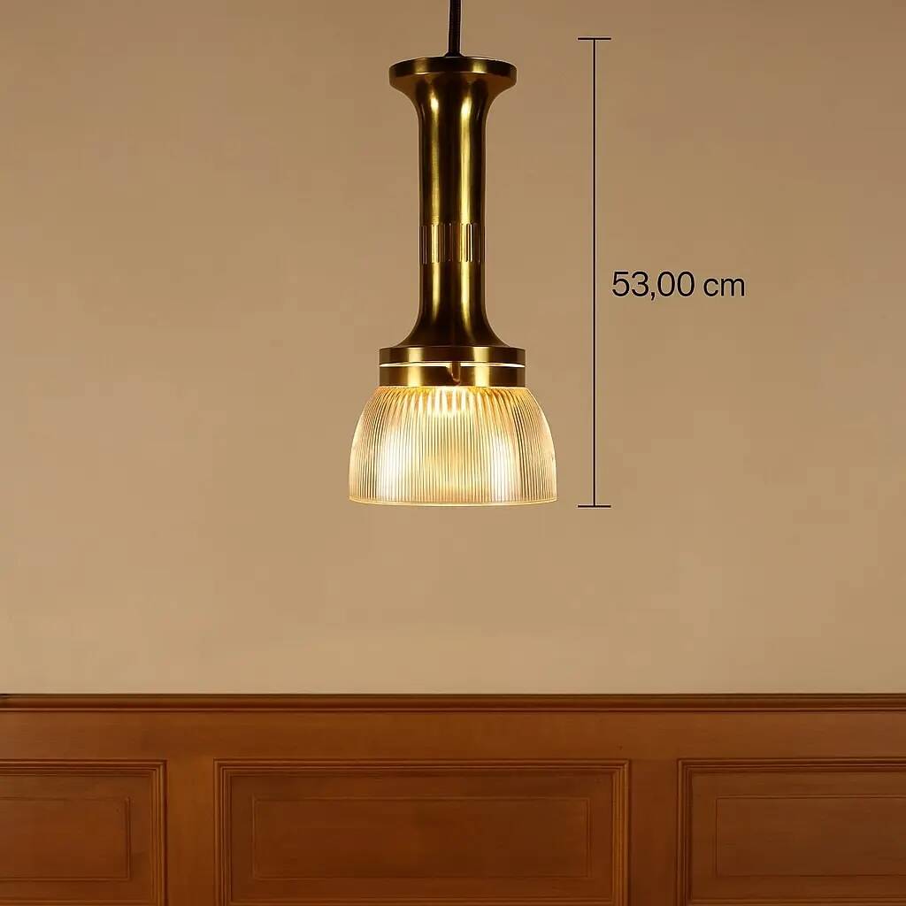 Vintage ceiling light from the 1960s in brass and glass.