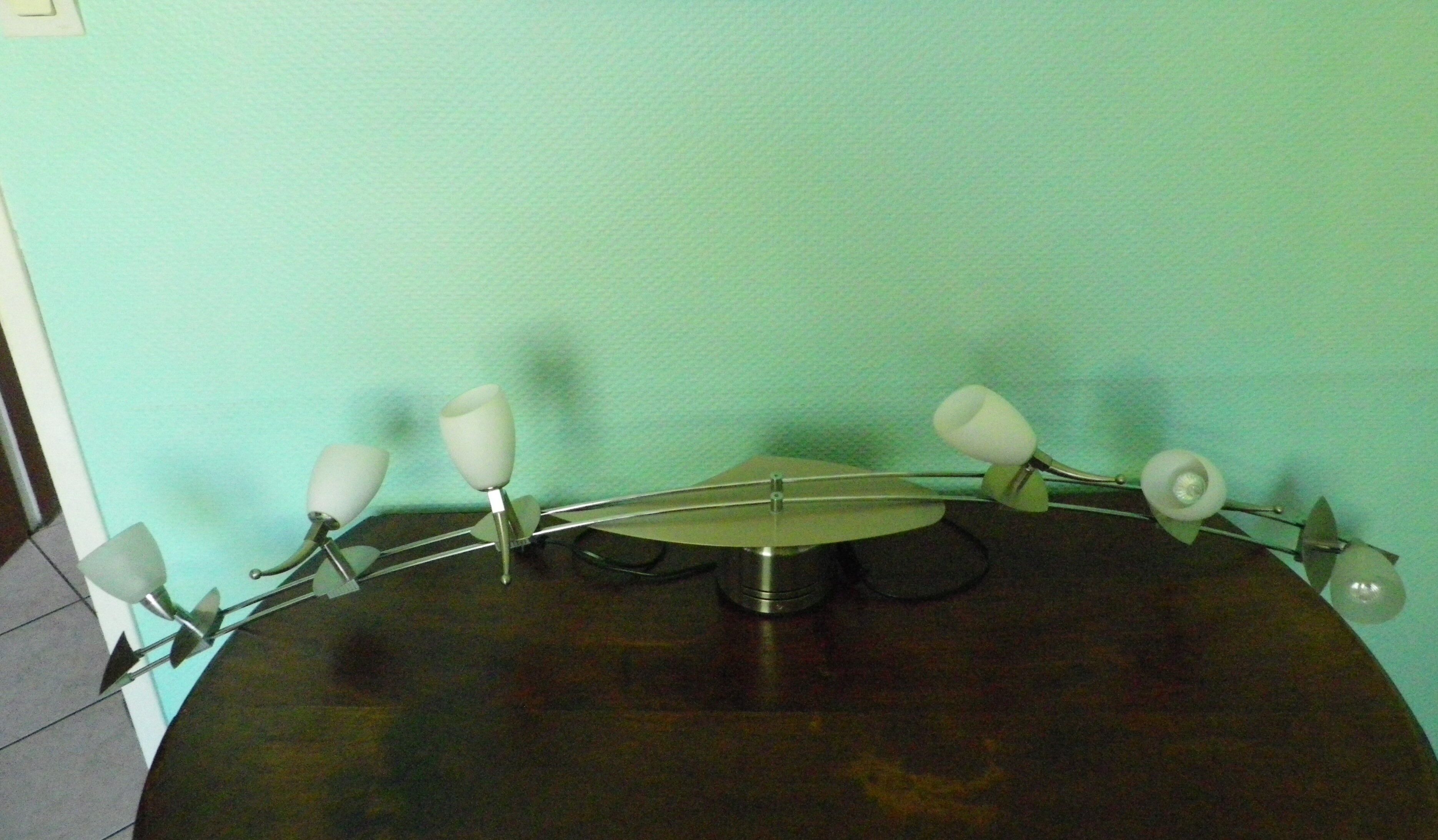 "Paulmann" 1m40 design hanging 6 lights anodized aluminium - 70s