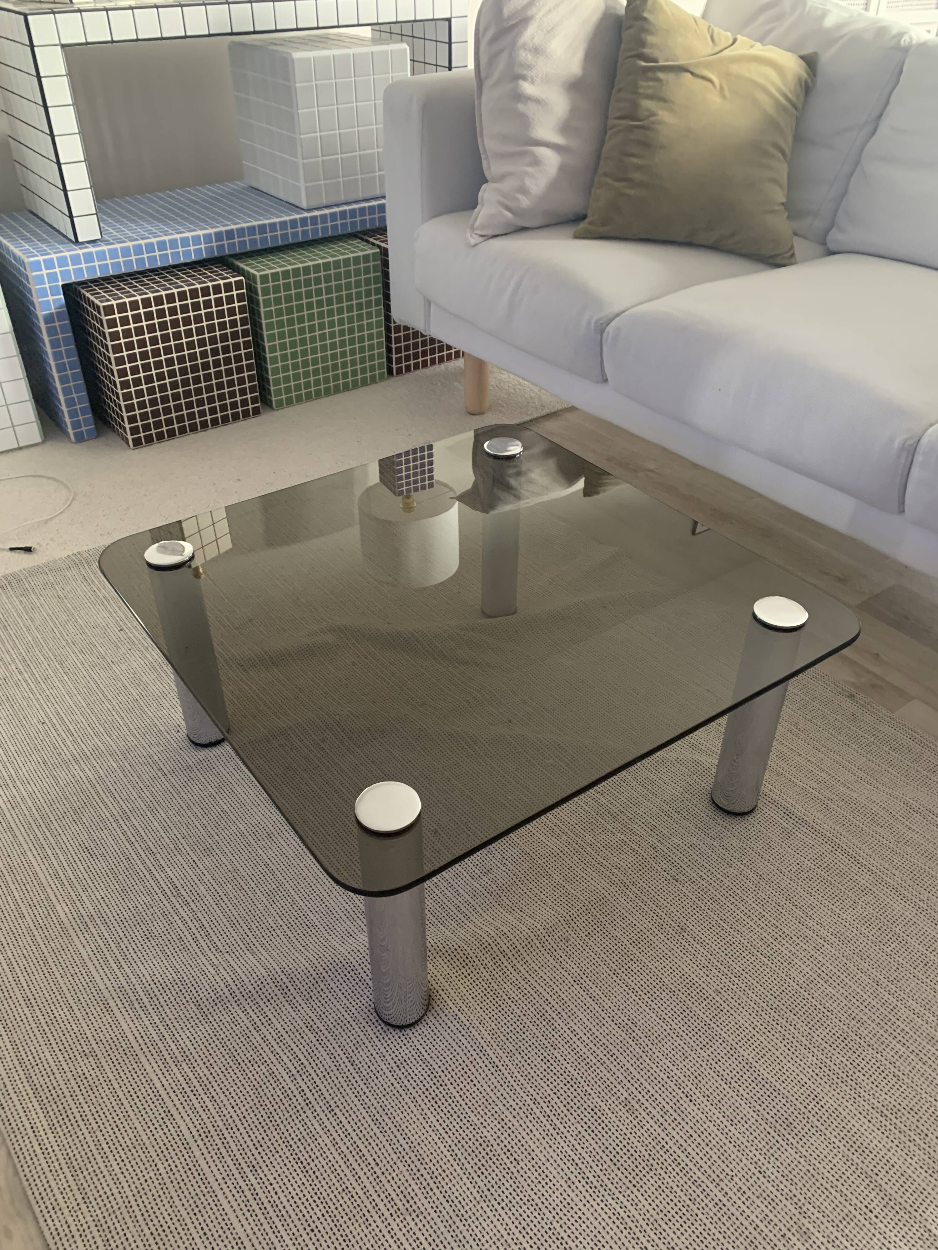 Square smoked glass coffee table