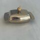 Vintage silver-plated butter dish with golden hazelnut - retro elegance