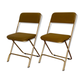 Chaises vintage pliantes Lafuma jaunes et dorées