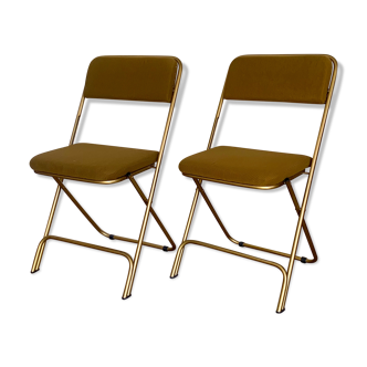 Yellow and gold Lafuma folding vintage chairs