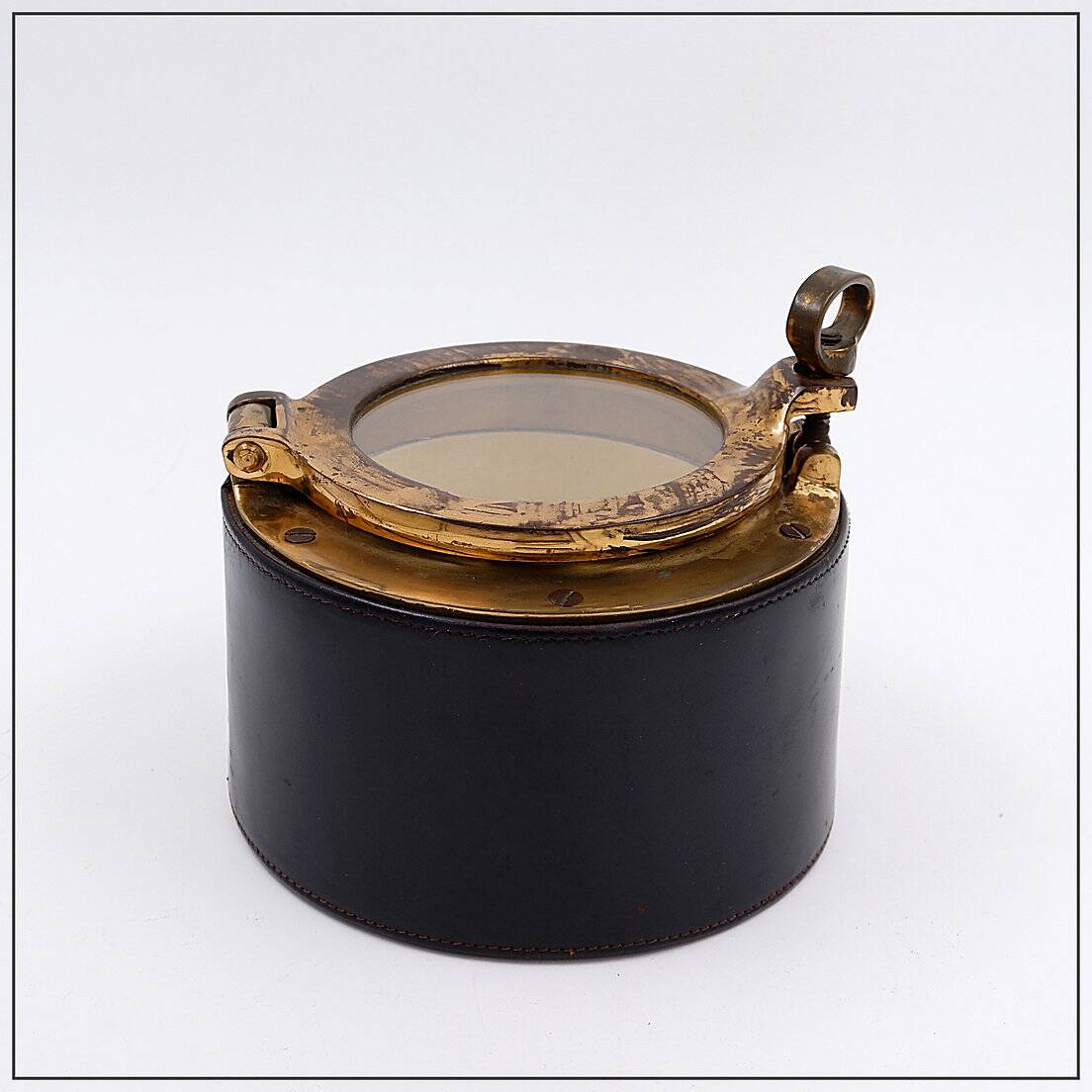 Vintage Dunhill Leather and Brass Cigar Humidor, 1960s