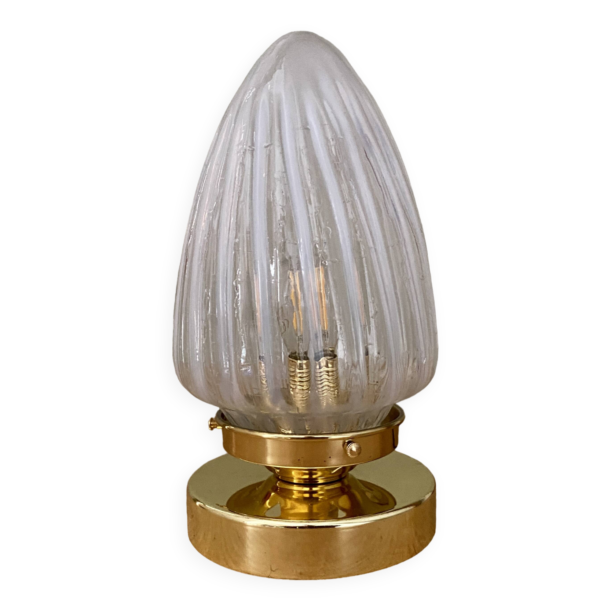 Vintage art deco globe table lamp in milky glass