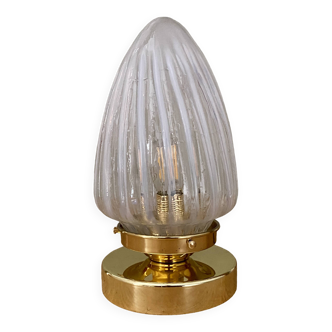 Vintage art deco globe table lamp in milky glass