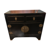 Chinese chest of drawers in black lacquer and brass