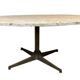 Oval coffee table in the style of Florence Knoll, marble/travertine top, piece.