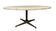 Oval coffee table in the style of Florence Knoll, marble/travertine top, piece.