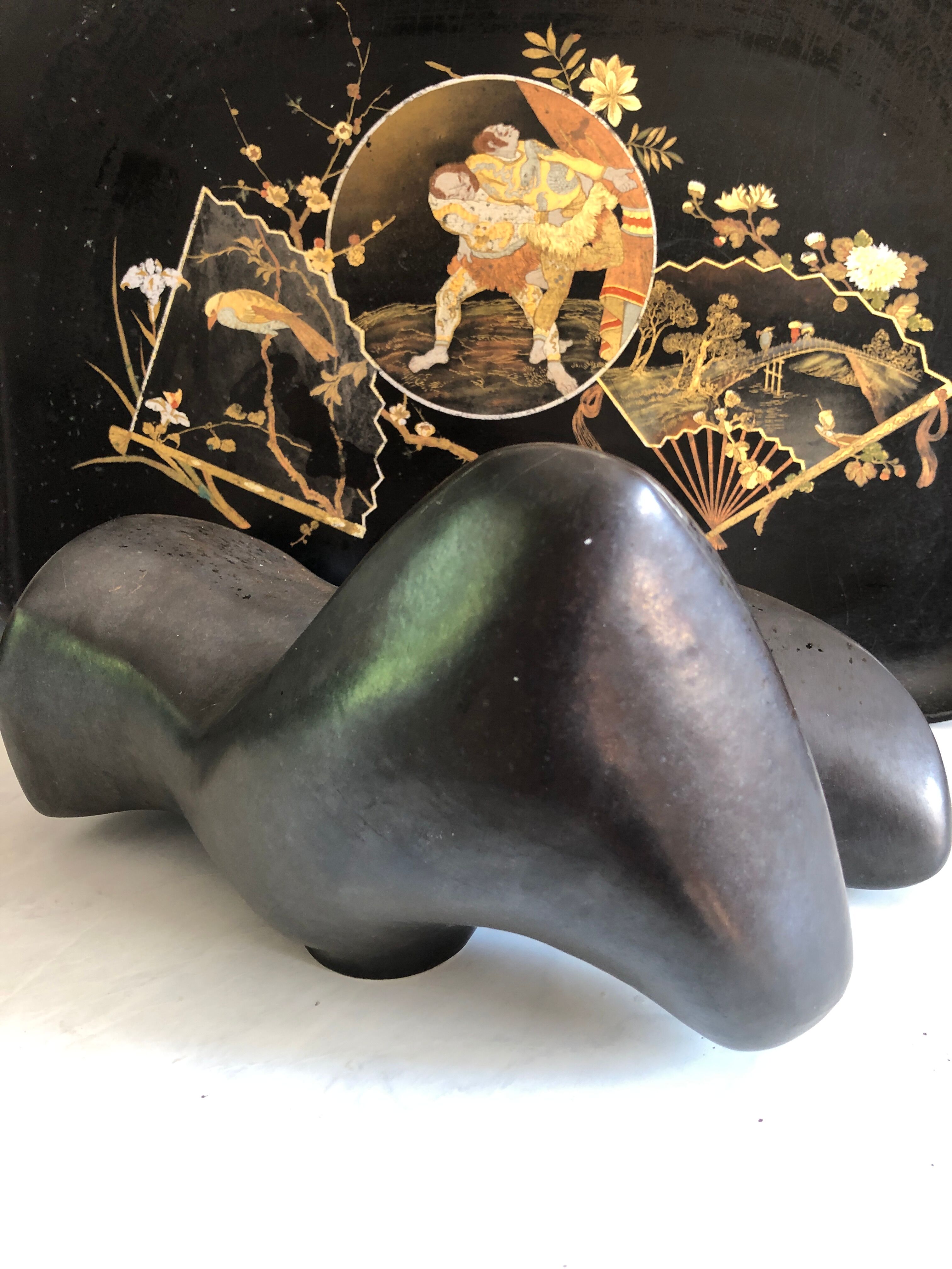 Black Ceramic/Female Nude/signed Tim Orr 1961/Mid century/Vintage