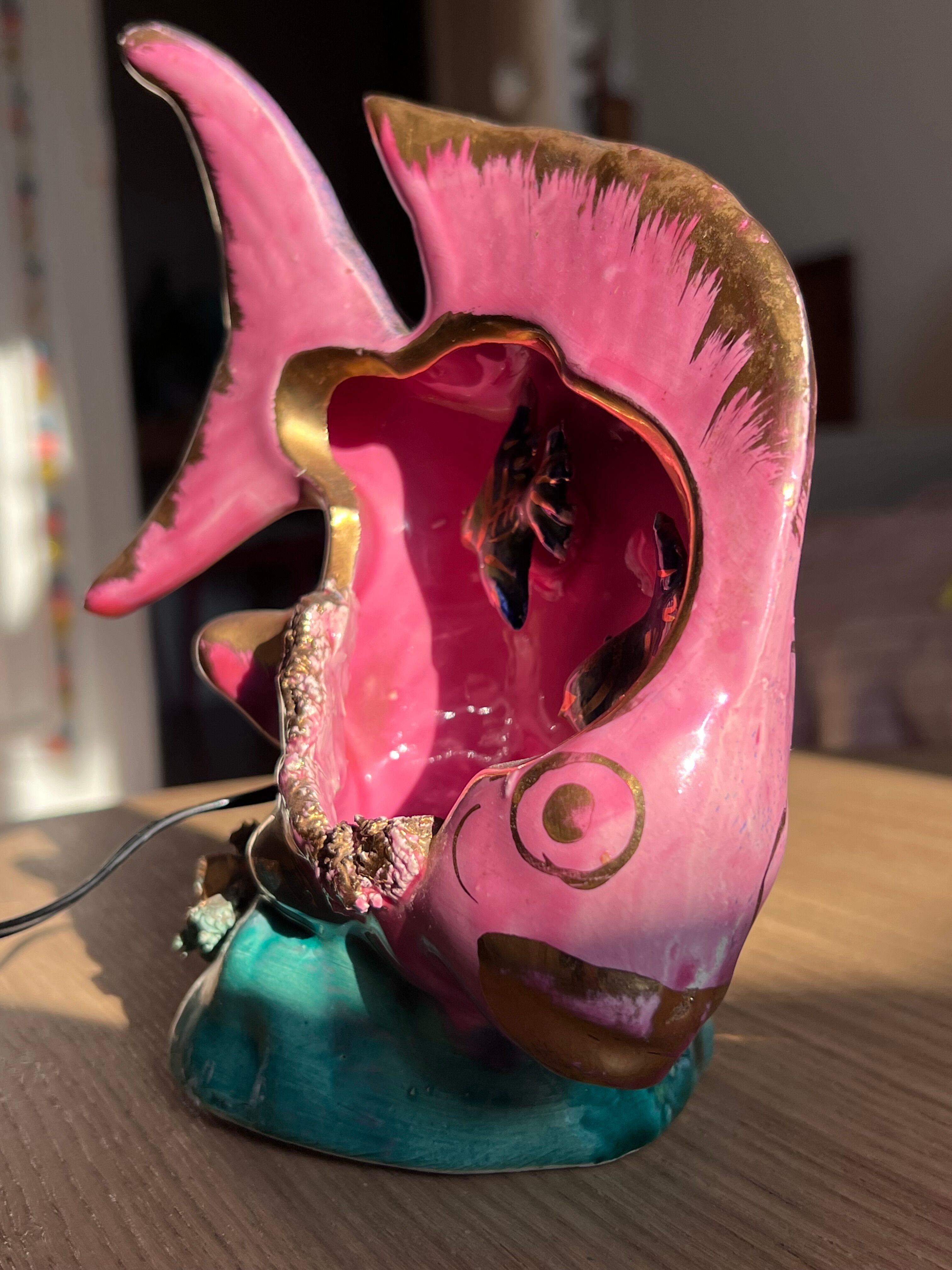 Ceramic fish lamp slip 1950s-60s