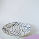 large round dish Gien blue and white striped 1960