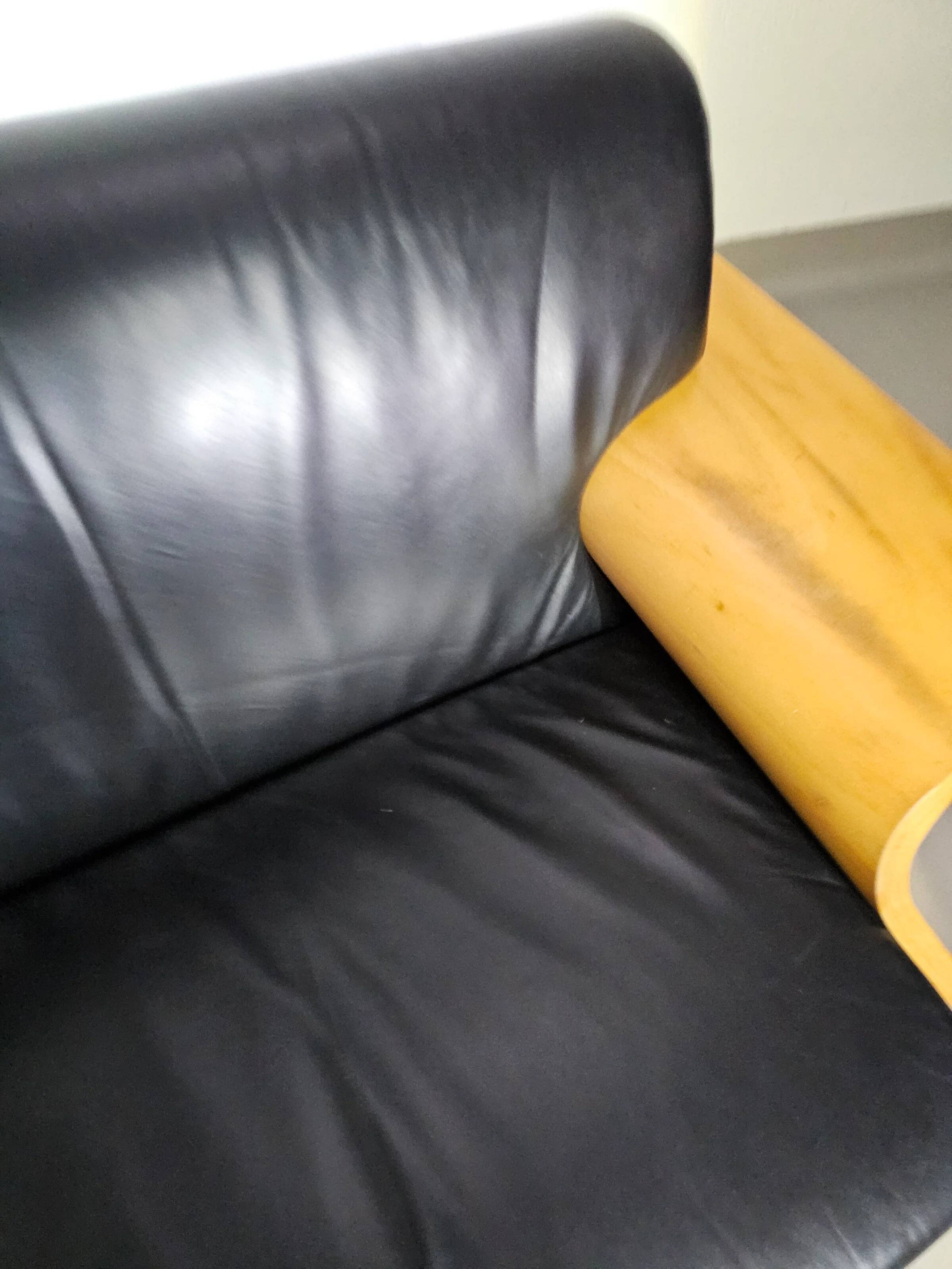 Harvink Mazurka Black Leather Sofa 1980s