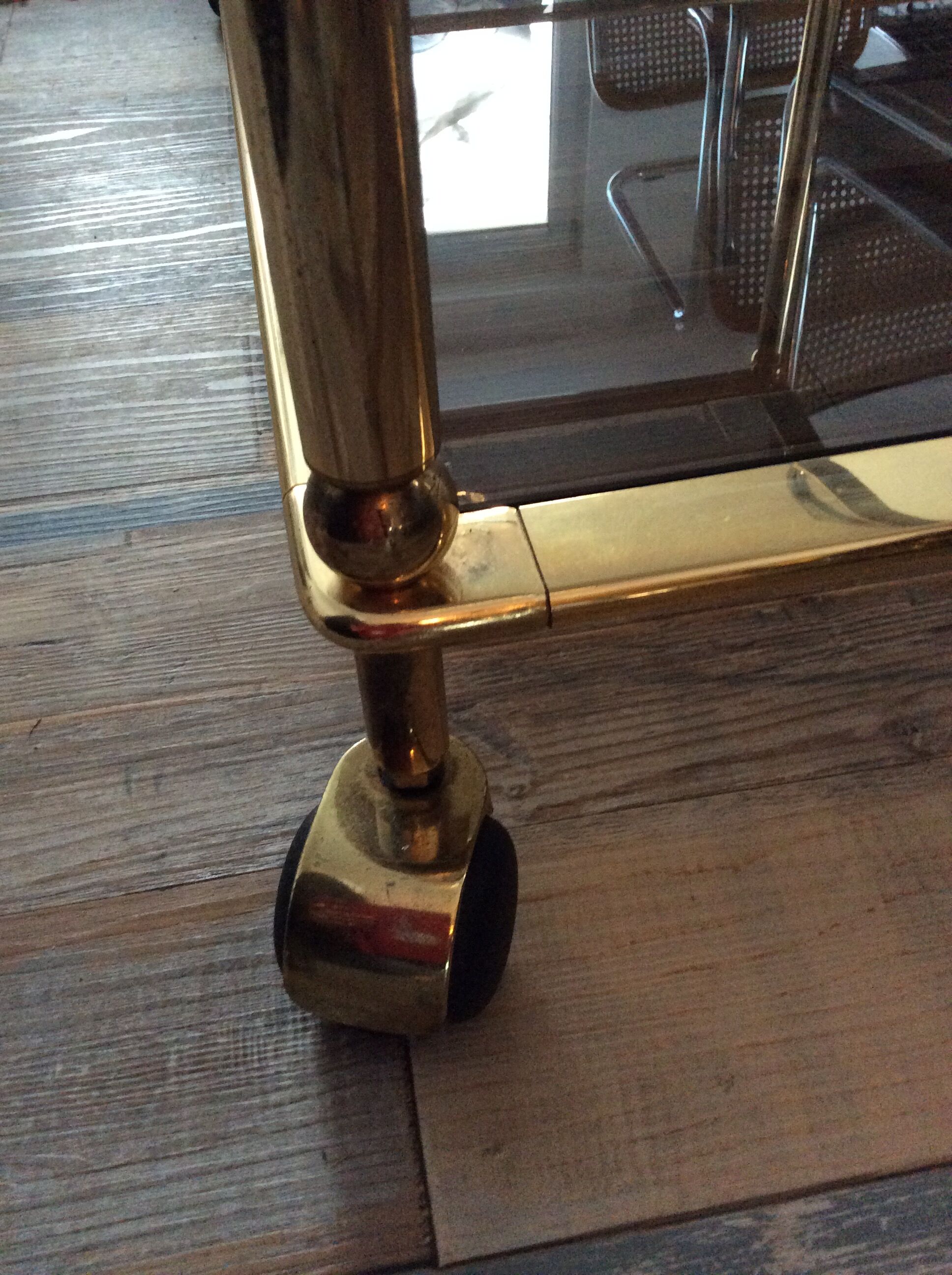 Dessert bar on brass wheels and gold metal
