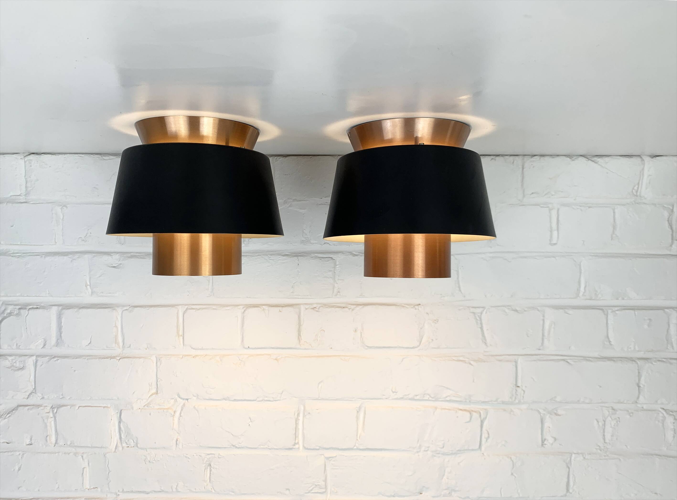 Pair of Tivoli Jørn Utzon ceiling lights for Nordisk Solar Denmark, 1950-60s