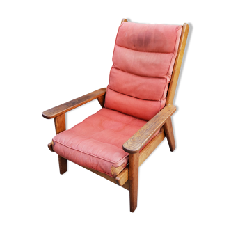 Armchair of the 50s free-span in blond oak compass feet