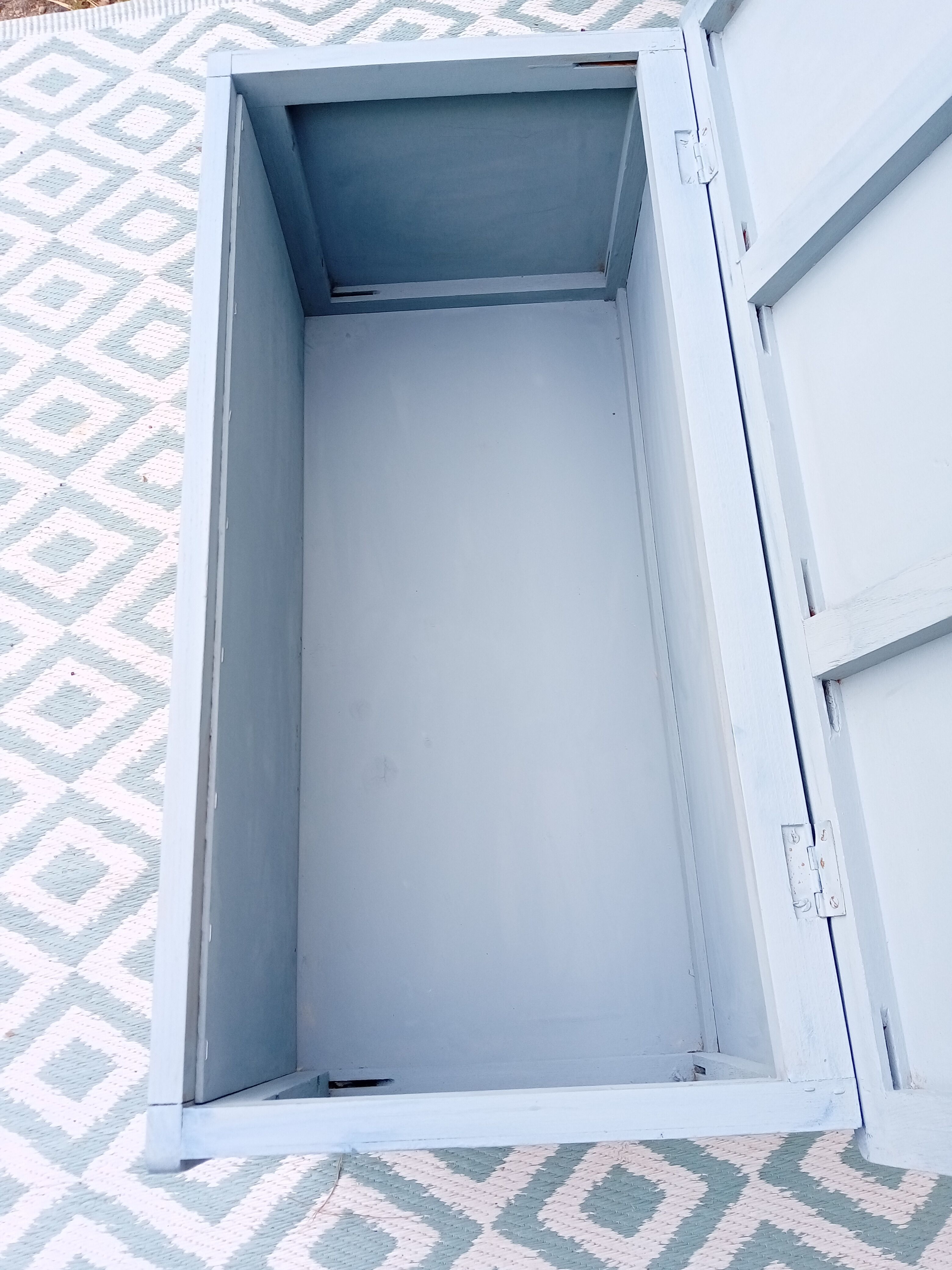 Wooden and rattan chest