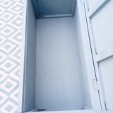 Wooden and rattan chest