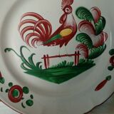 Plate in faience of luneville decor au coq a la barriere 19 eme