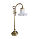Adjustable brass desk lamp with frosted glass tulip