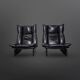 Set of 2 black leather lounge chairs by Peem Oy, Finland 1970s