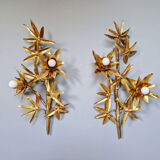 Large pair of brass wall sconces, Maison Jansen, 1960-70.