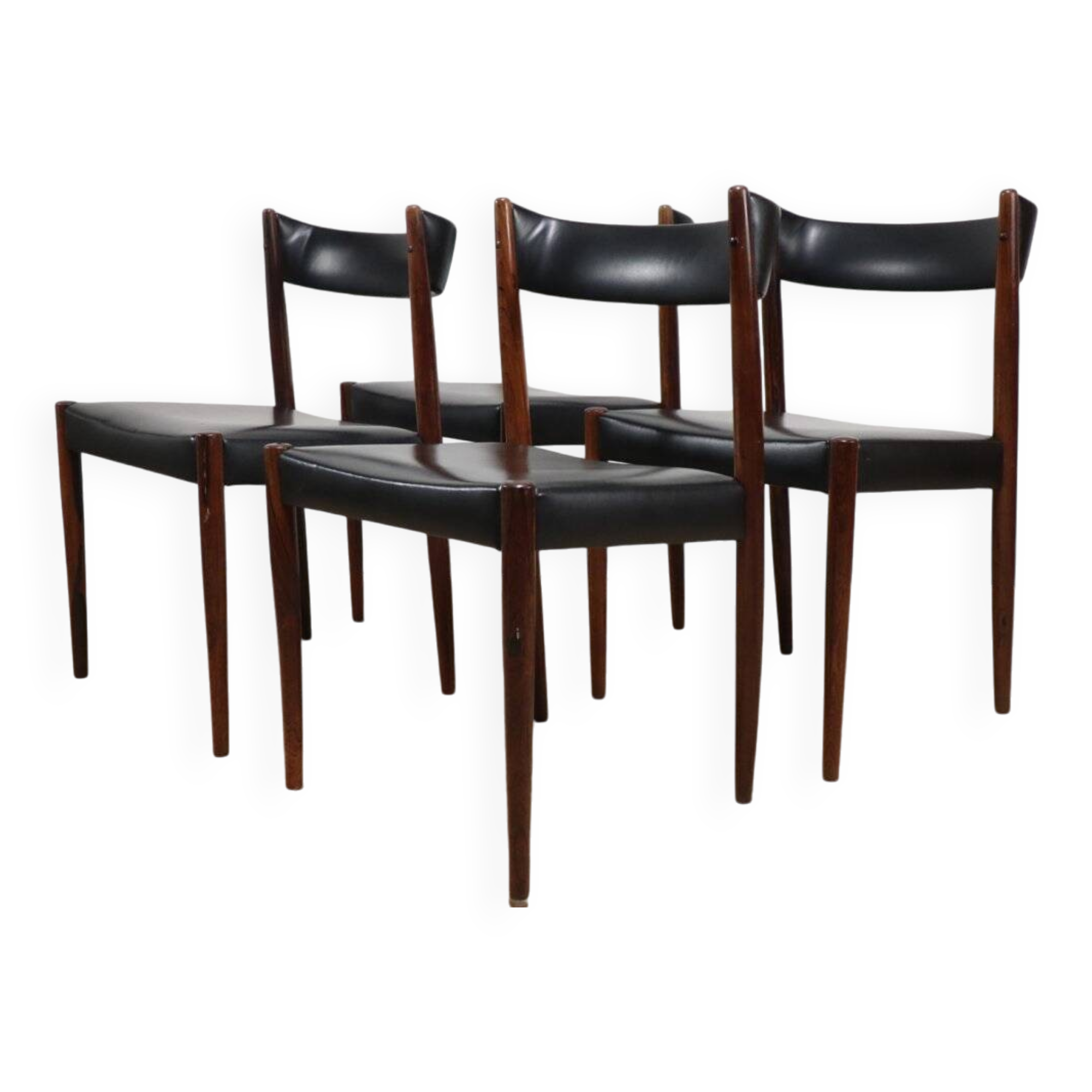 Set of 4 Scandinavian Danish chairs in rosewood and skai, 1960