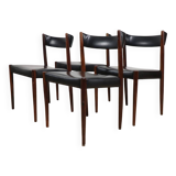 Série de 4 chaises scandinave Danemark en palissandre et skaï, 1960