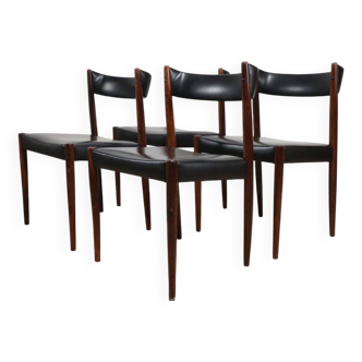 Set of 4 Scandinavian Danish chairs in rosewood and skai, 1960