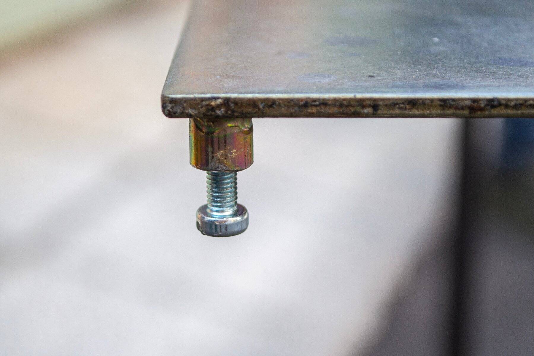 Iron and galvanized sheet metal table by Toni Cordero, 1980s