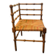 Vintage Art Deco wood and straw corner chair, 1930s