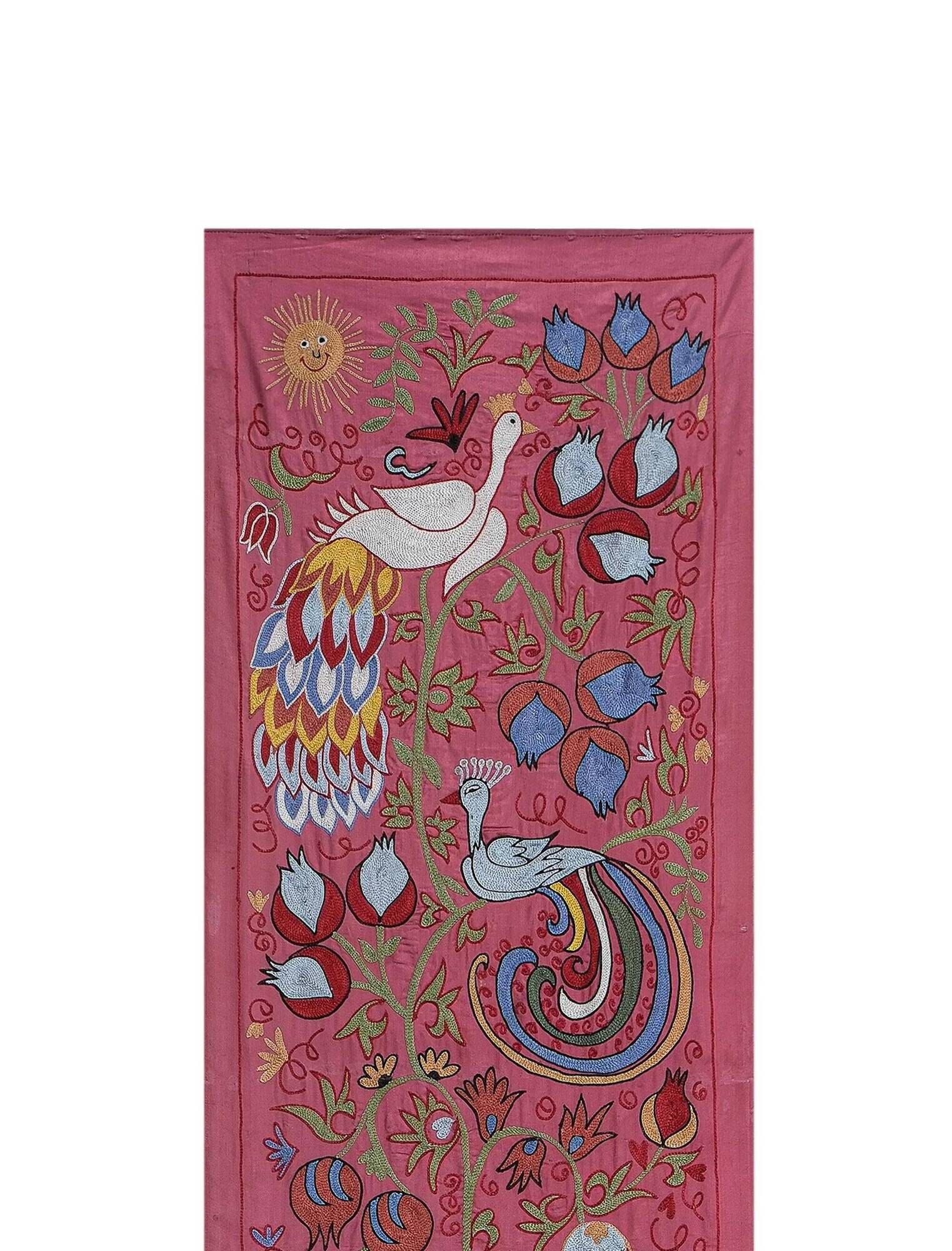 Vintage hand-embroidered tribal tapestry 54x190 cm