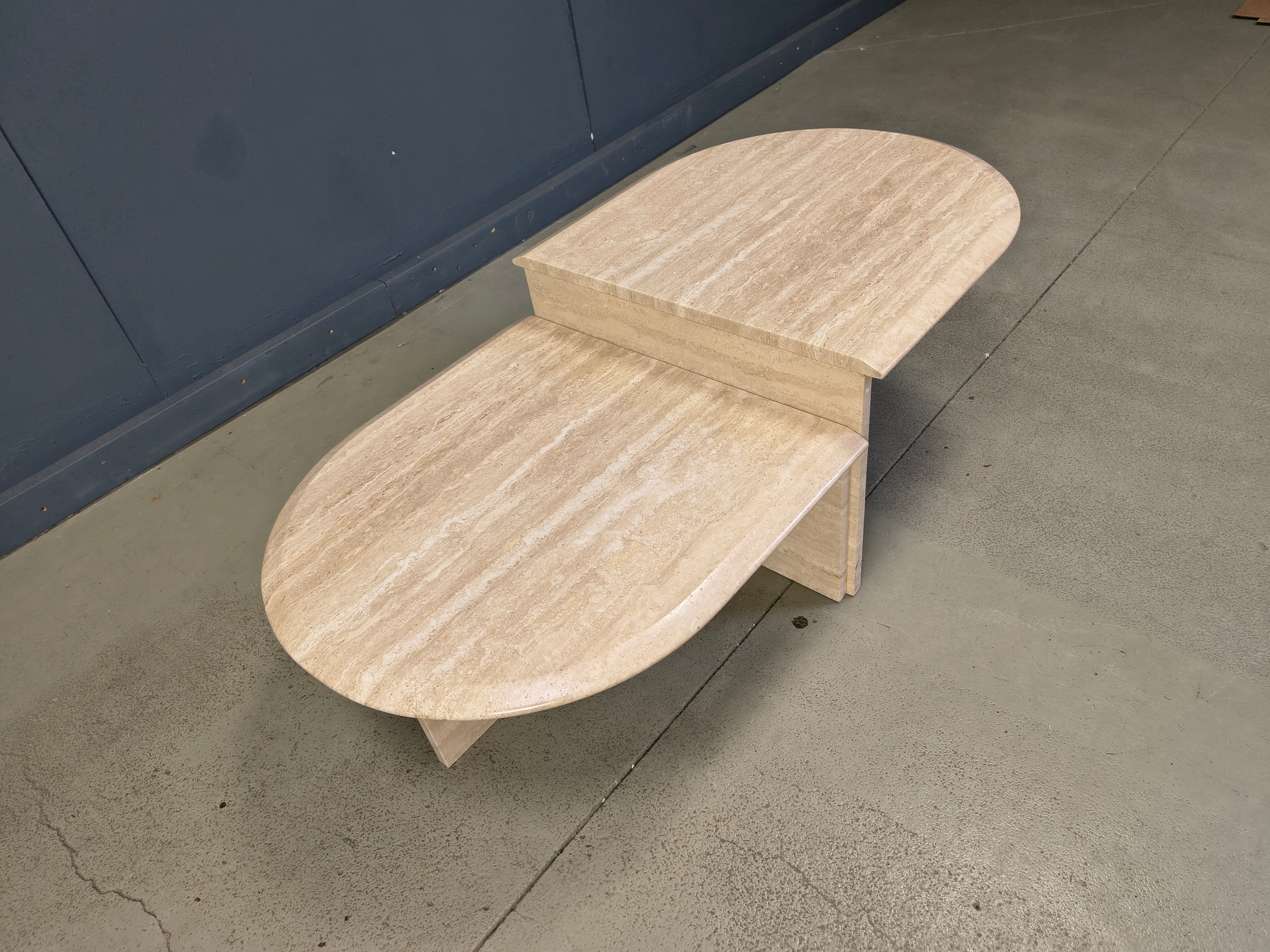 Pair of vintage travertine coffee tables or side tables, 1970s