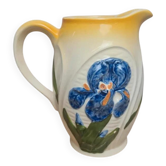Vintage blue relief iris decorative pitcher