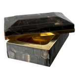 Tessellated faux tortoiseshell & brass jewellery box, Italy, 1970s