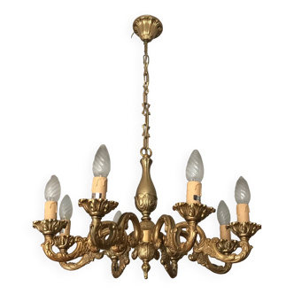 Gilded bronze chandelier with 8 branches